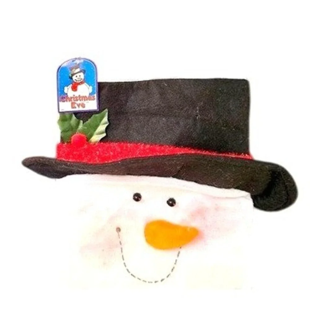 NWT Christmas Eve Snowman Stocking Black Hat Red Green Scarf Plush Hanging Decor